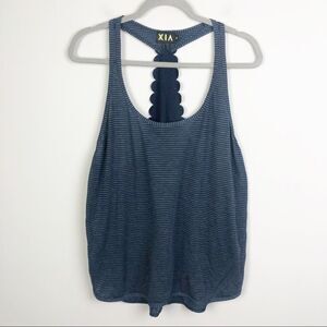 XIA | Navy Blue Striped Racerback Tank Top XL